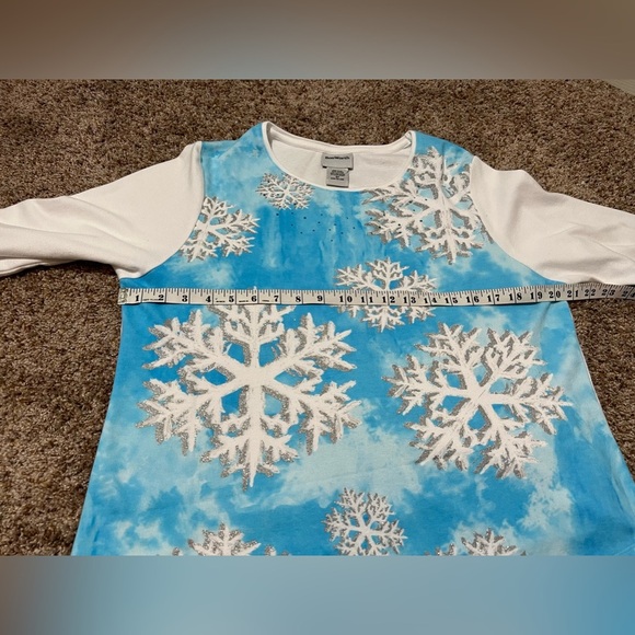 Bonworth White and Blue Sparkly Snowflake Shirt SZ SP - Picture 6 of 9